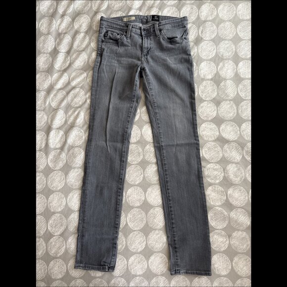 AG Adriano Goldschmied The Stevie Slim Straight Stretch Gray Denim Jeans Sz 27R - Picture 1 of 16